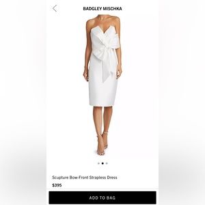 Badgley Mischka white scupture bow-front strapless dress